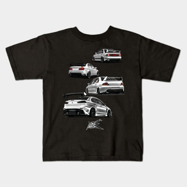 EVOLUTION OF THE EVO / evolution generations Kids T-Shirt by naquash